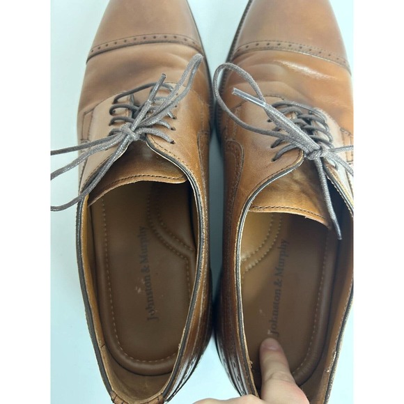 Johnston Murphy Shoes Mens 8.5 Casual Lace Up Oxford Brown Leather - Picture 6 of 8